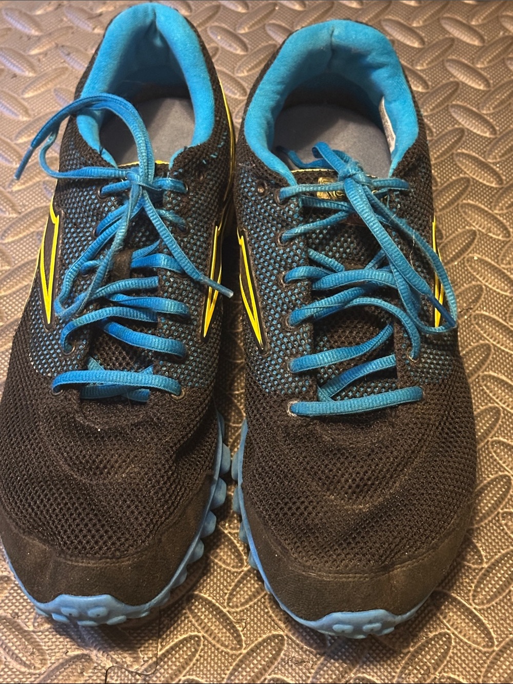 Reebok Black Athletic Shoes with Blue and Yellow Accents